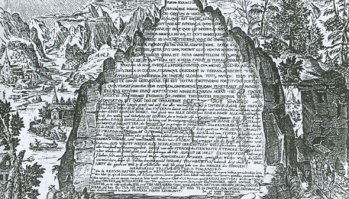 Paysage allégorique 
Attribué à Hans Vredmann de Vries in Sapientiae Eternae (1595) Heinrich Khunrath
