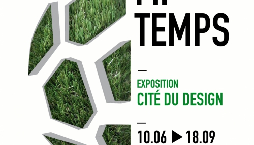 Affiche de la nouvelle exposition de la Cité du design "Mi-temps" 