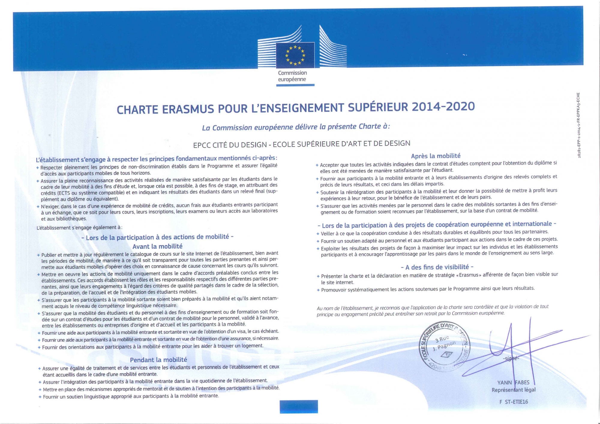 Charte erasmus pour l'enseignement supérieur 2014-2020