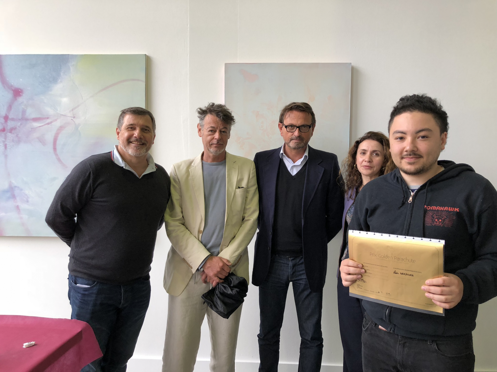 Loïc Nakamura et le jury, prix Golden Parachute 2018