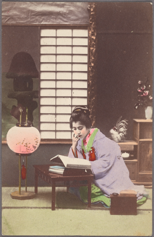 The Miriam and Ira D. Wallach Division of Art, Prints and Photographs: Picture Collection, The New York Public Library. (1900 - 1940). Young woman reading near lamp.