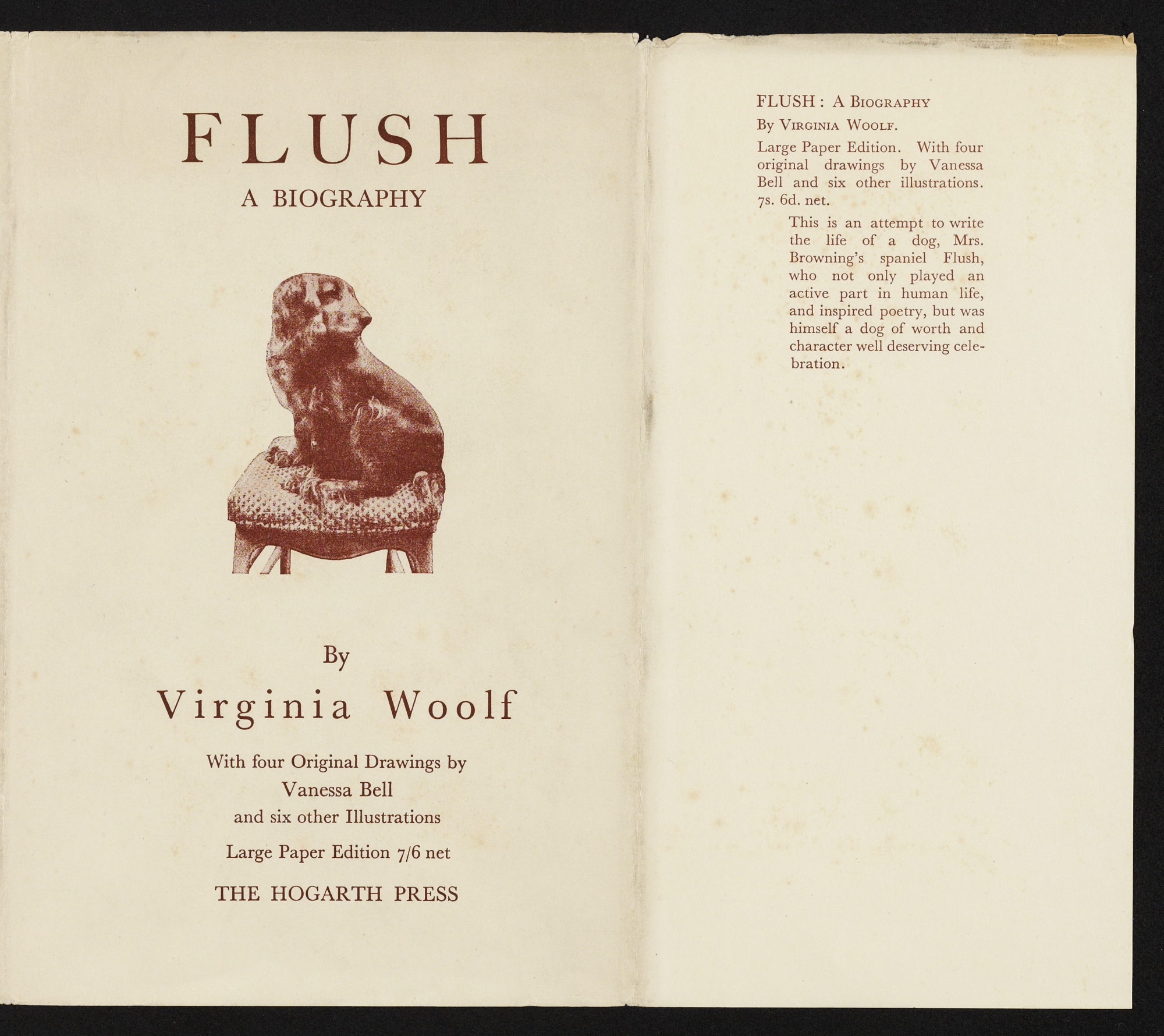 Flush, a biography, Virginia Woolf, The Hogarth press